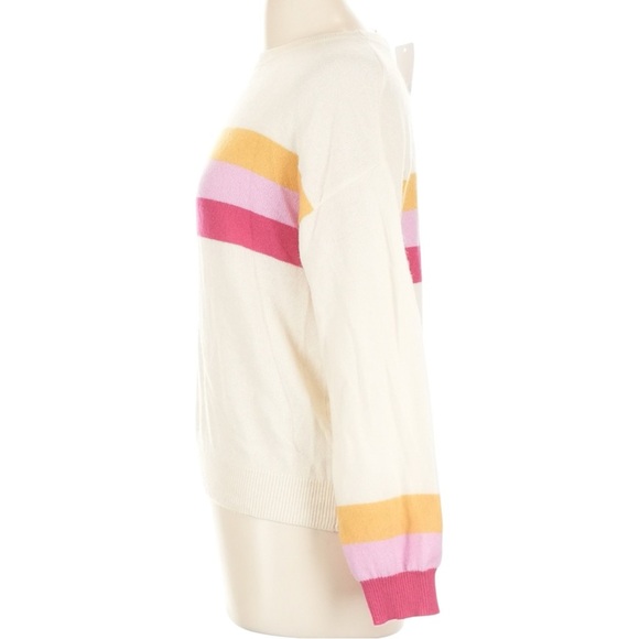 NEW Amicale Cashmere Stripe Crewneck Lightweight Sweater Cozy Capsule Size L - Picture 4 of 8